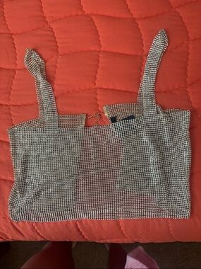 Women’s Silver Rhinestone Tank Top - Sparkling Party Crop